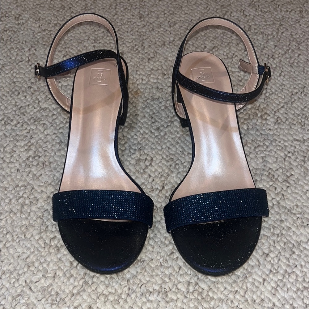 Sparkle Navy Ankle-Strap Heels